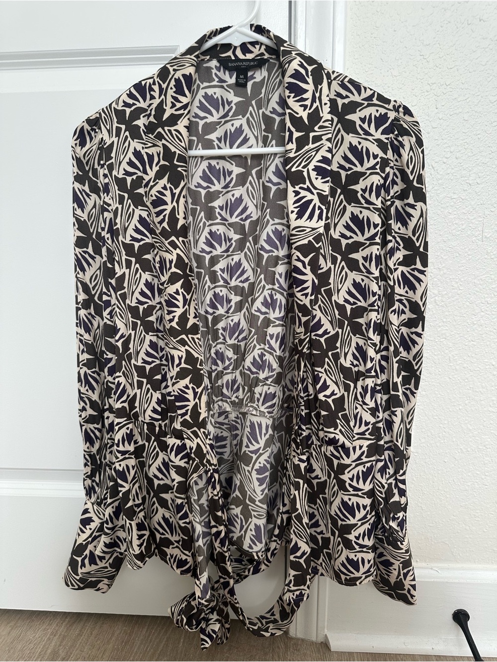 Banana Republic Brown, Purple, and Cream Floral Print Blouse